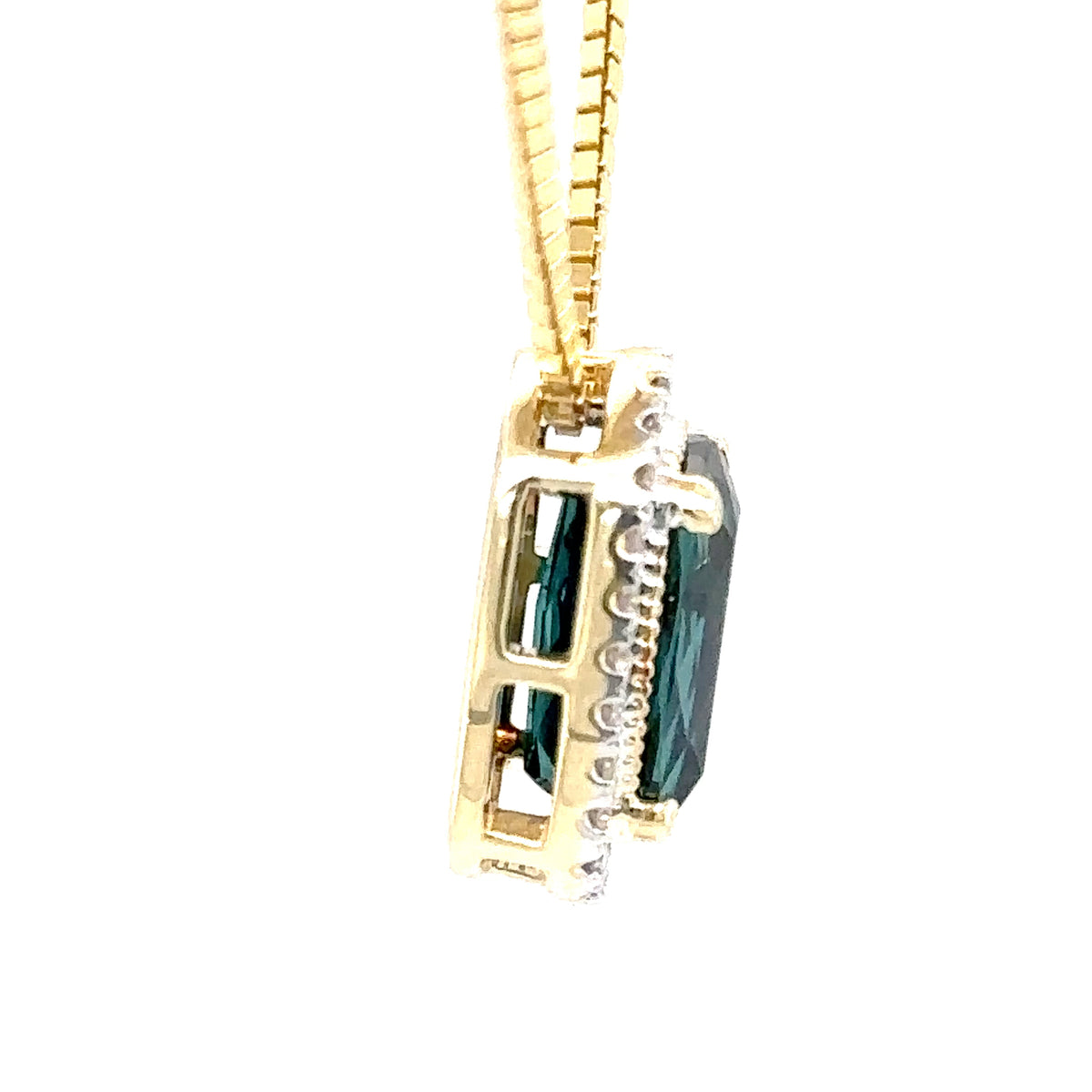 14k Yellow Gold Tourmaline and Diamond Pendant