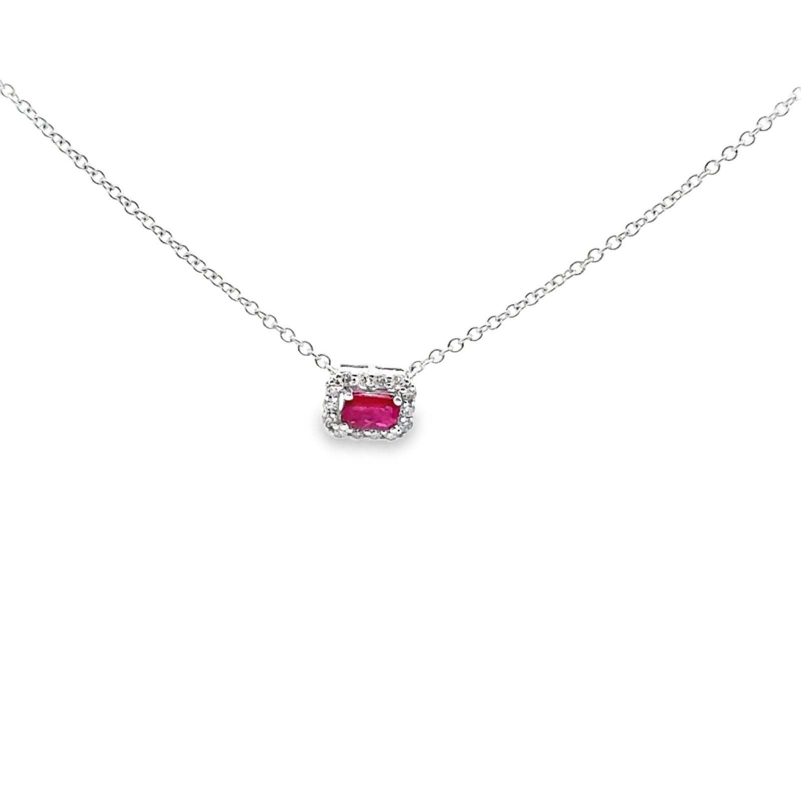 14k White Gold Ruby and Diamond Pendant