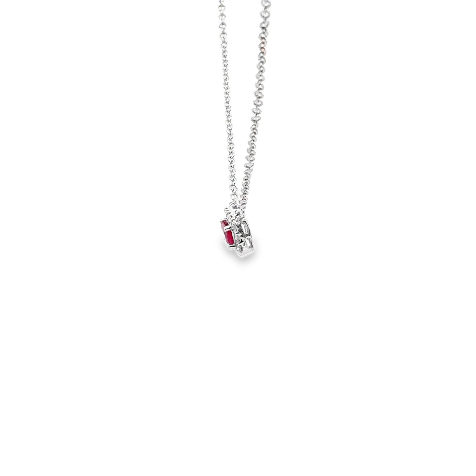 14k White Gold Ruby and Diamond Pendant
