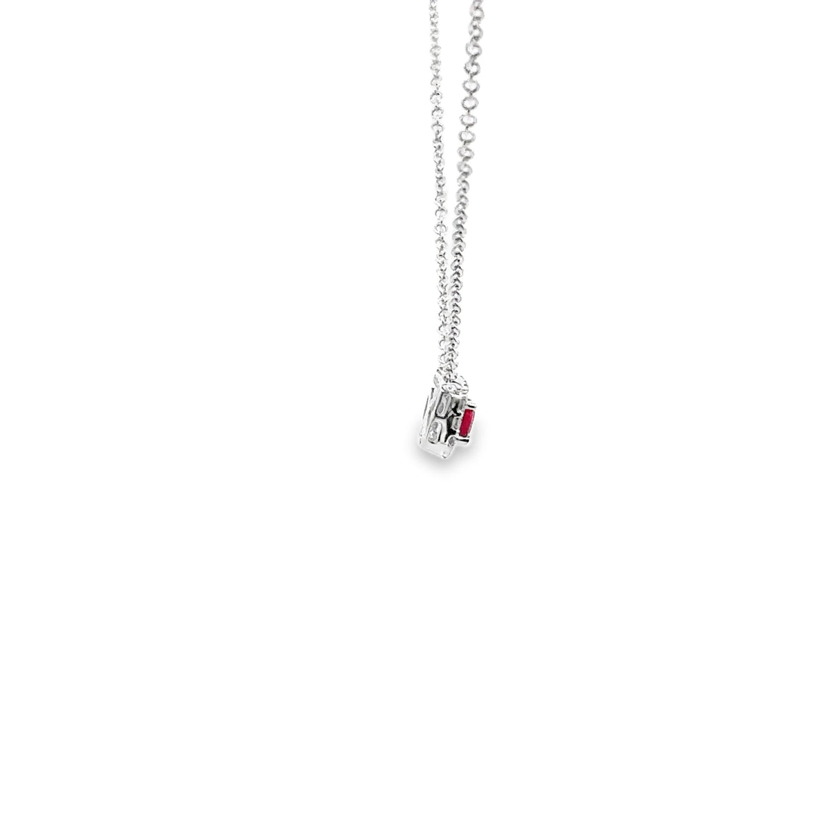 14k White Gold Ruby and Diamond Pendant