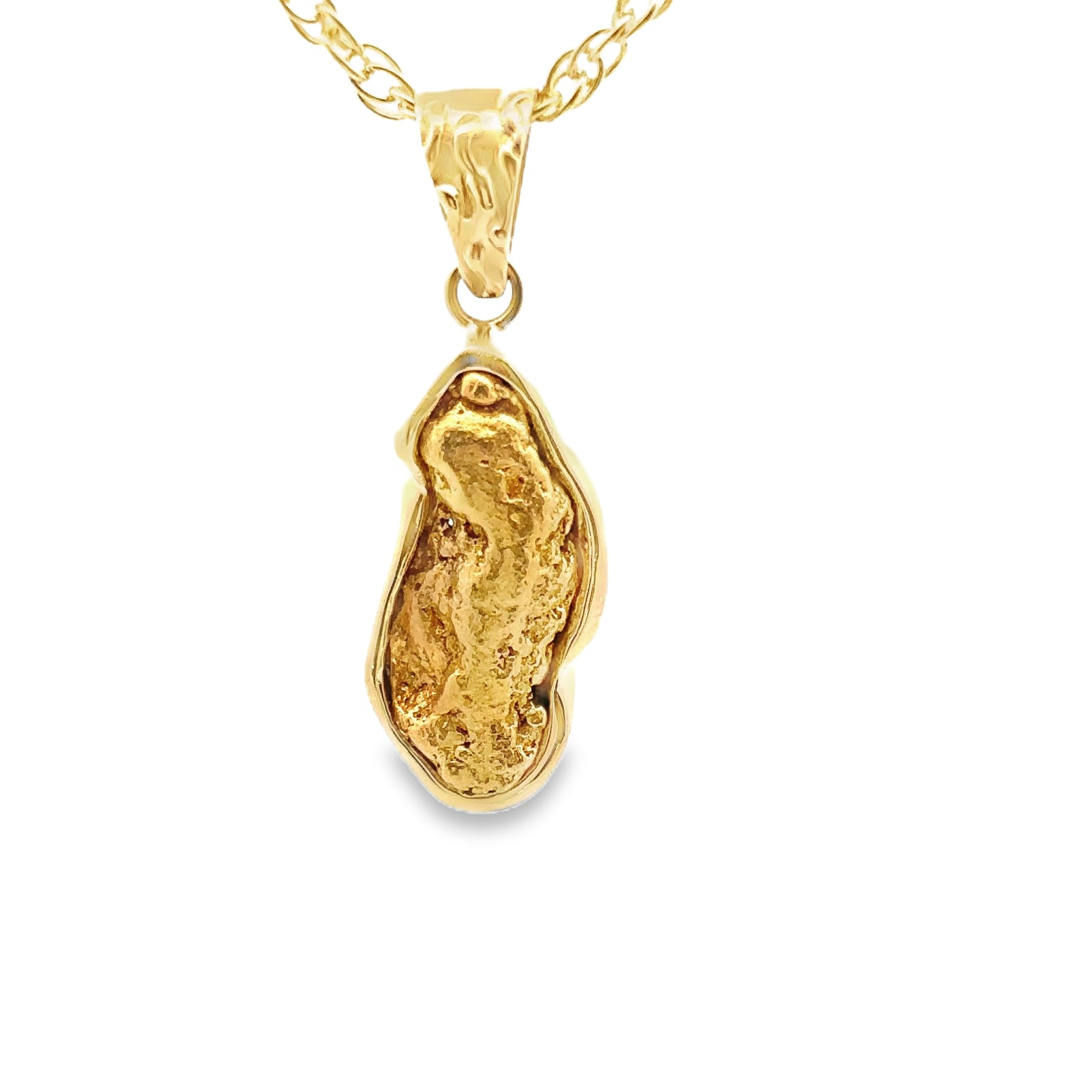 14k Yellow Gold Pendant with Natural Gold Nugget