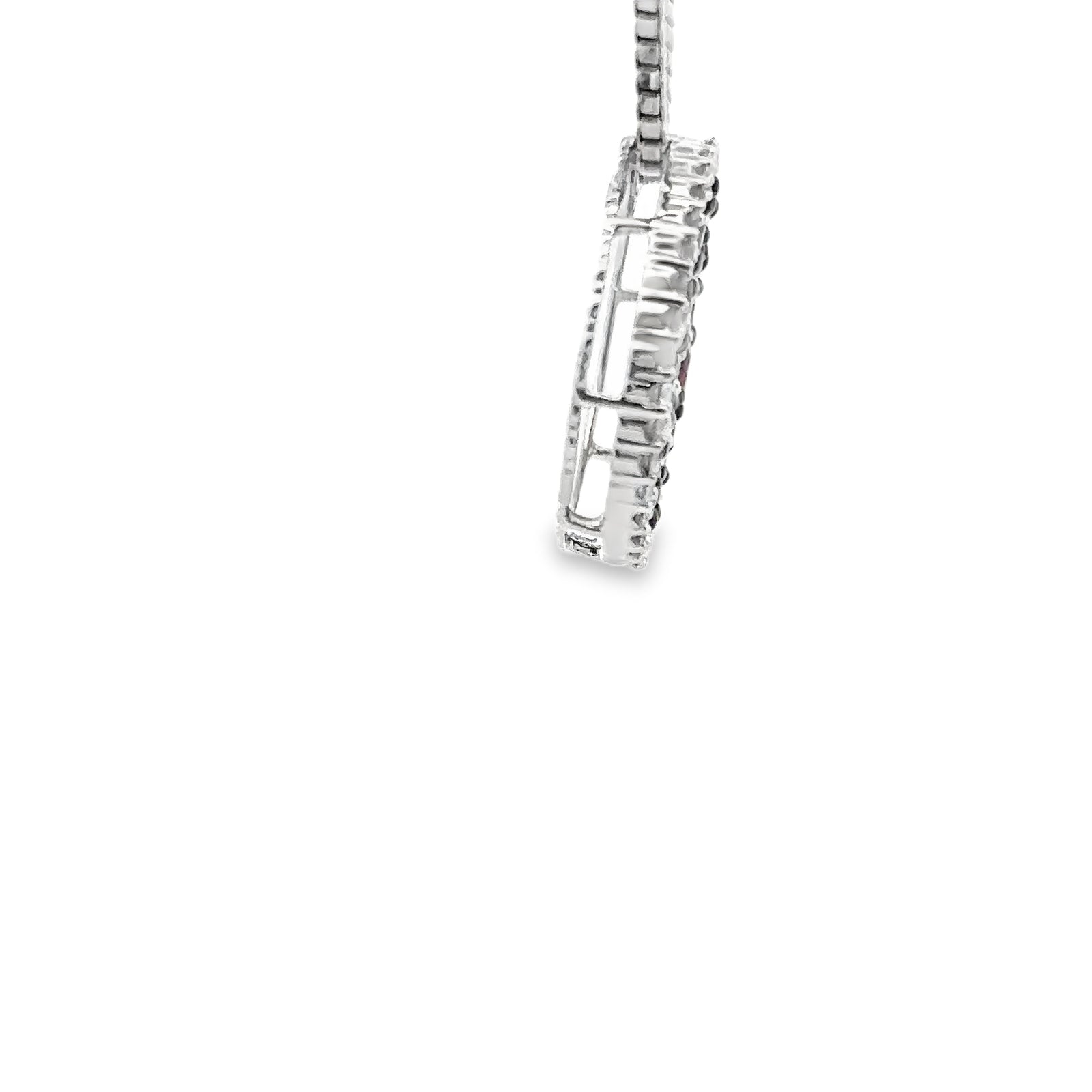 Elegant 14k White Gold Ruby and Diamond Pendant