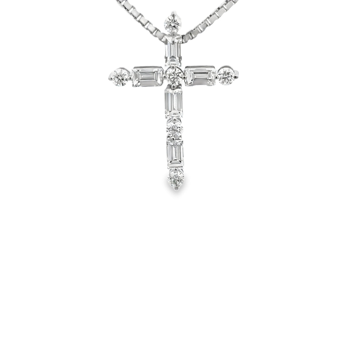14k White Gold Diamond Cross Pendant