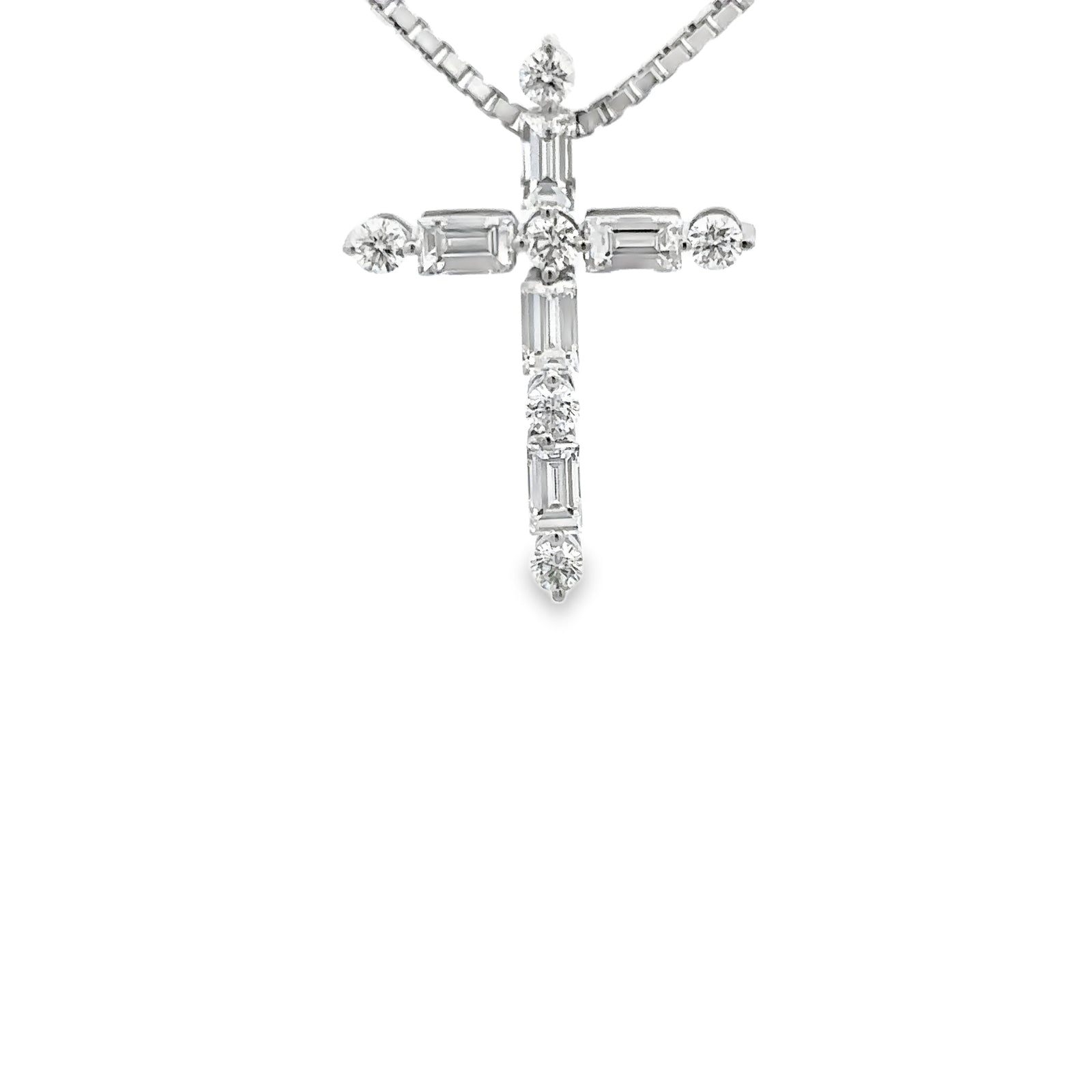 14k White Gold Diamond Cross Pendant