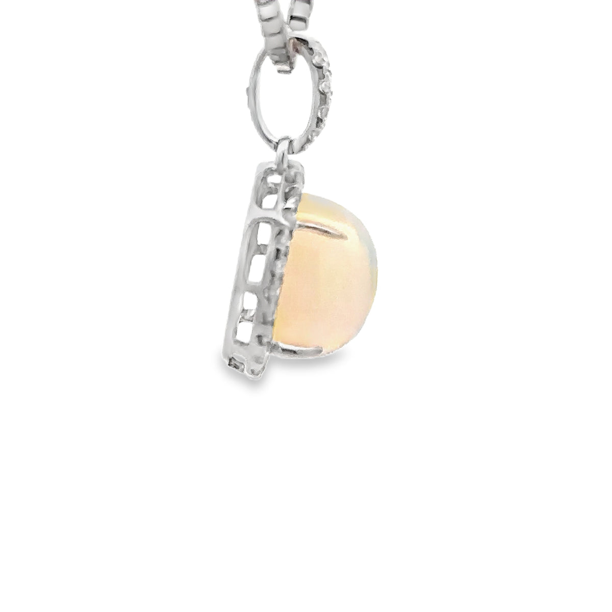 14k White Gold Opal and Diamond Pendant