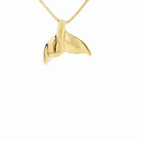 14k Yellow Gold Whale Tail Charm