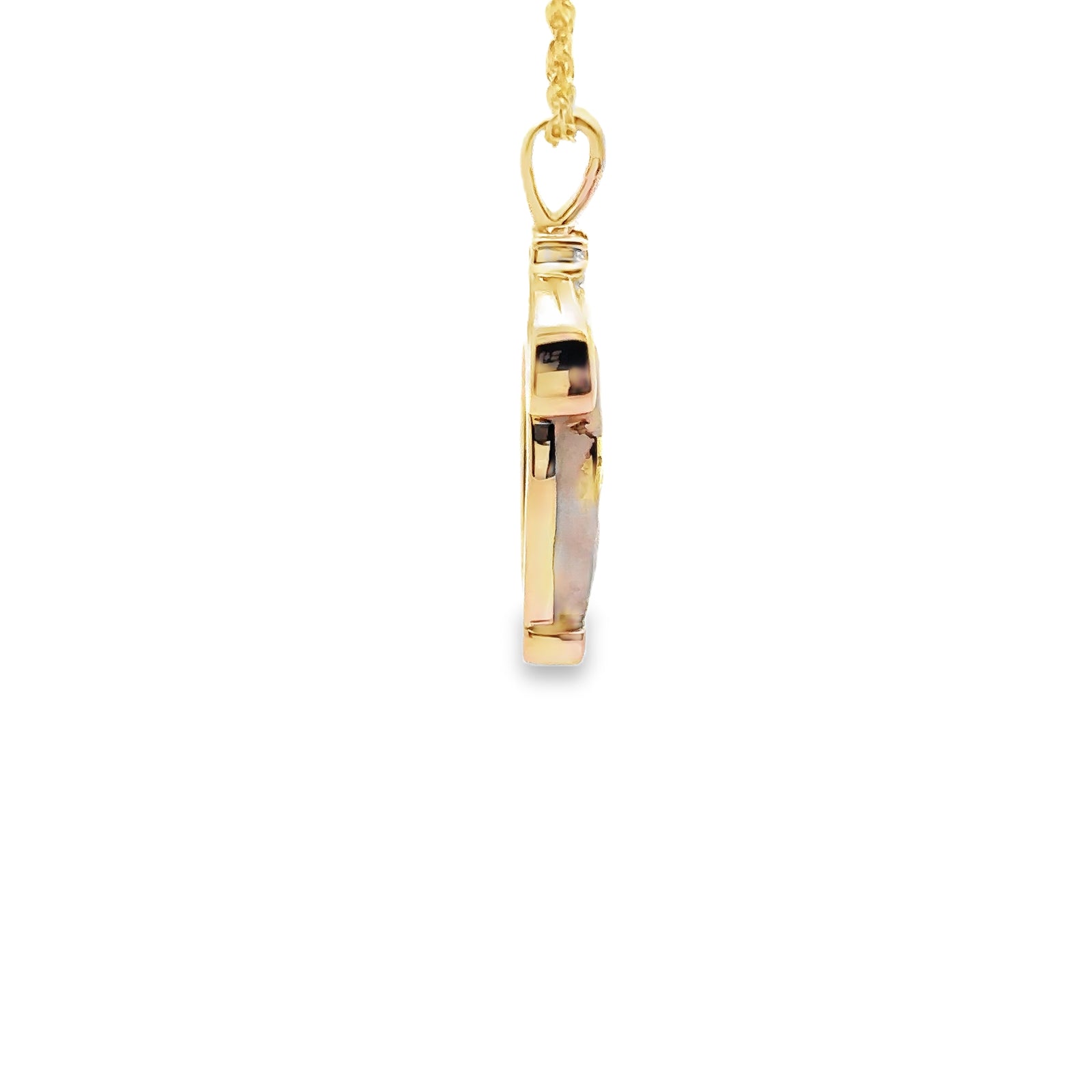 14k Yellow Gold Pendant with Natural Gold Quartz and Diamonds