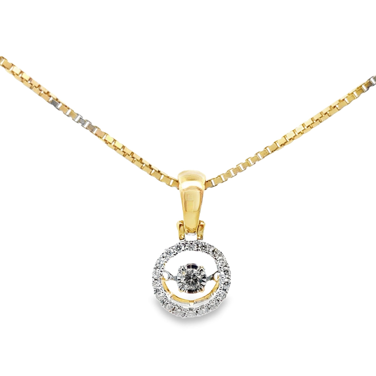 14k Yellow Gold Diamond Circle Pendant