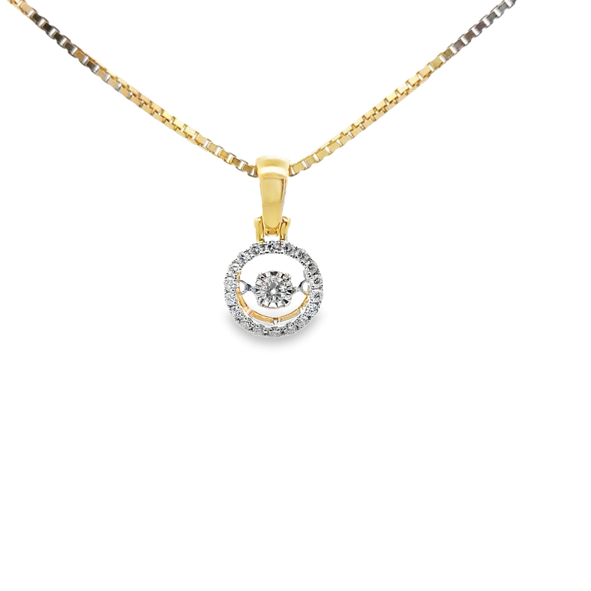 14k Yellow Gold Diamond Circle Pendant