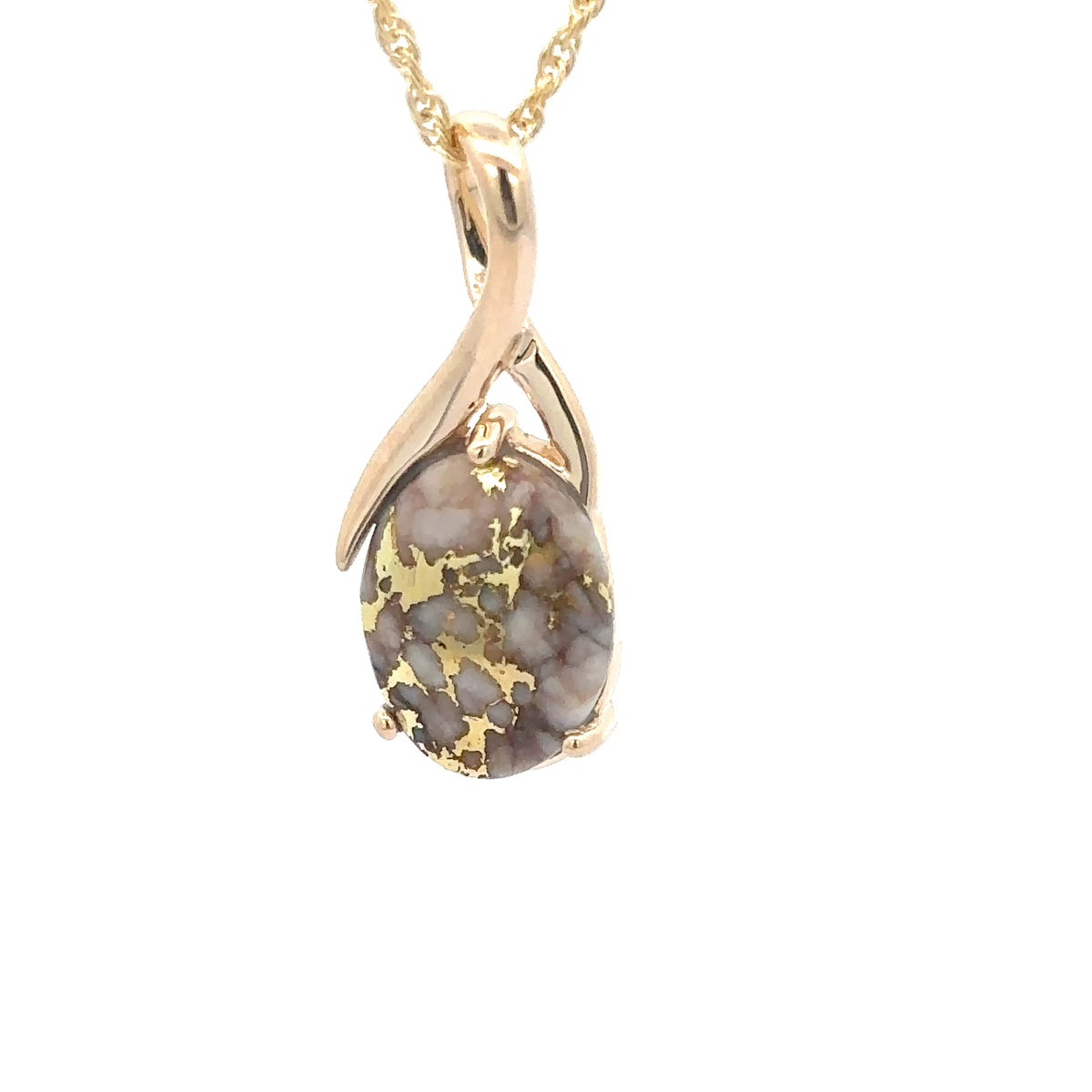14k Yellow Gold Pendant with Natural Gold Quartz