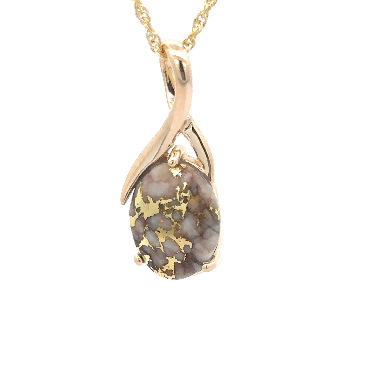 14k Yellow Gold Pendant with Natural Gold Quartz