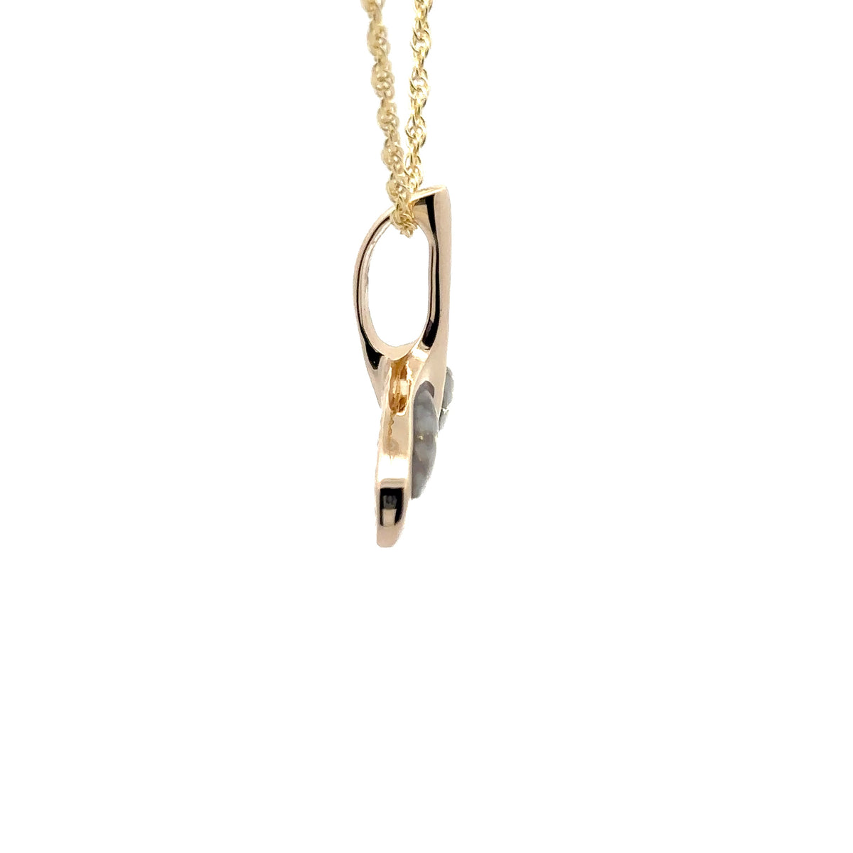 14k Yellow Gold Whale Tail Pendant with Natural Gold Quartz