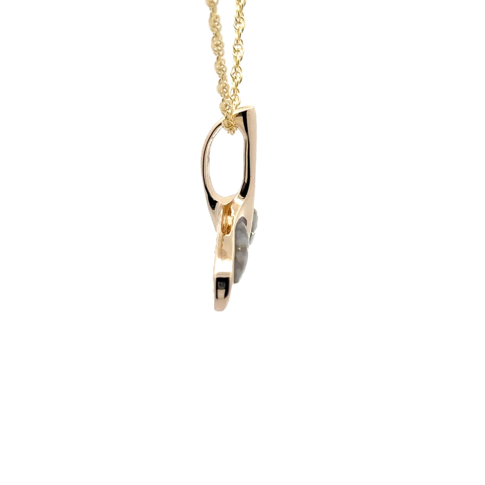 14k Yellow Gold Whale Tail Pendant with Natural Gold Quartz