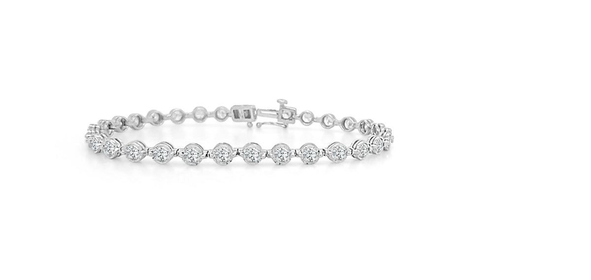 2 Prong Tennis Bracelet Made In 14K White Gold