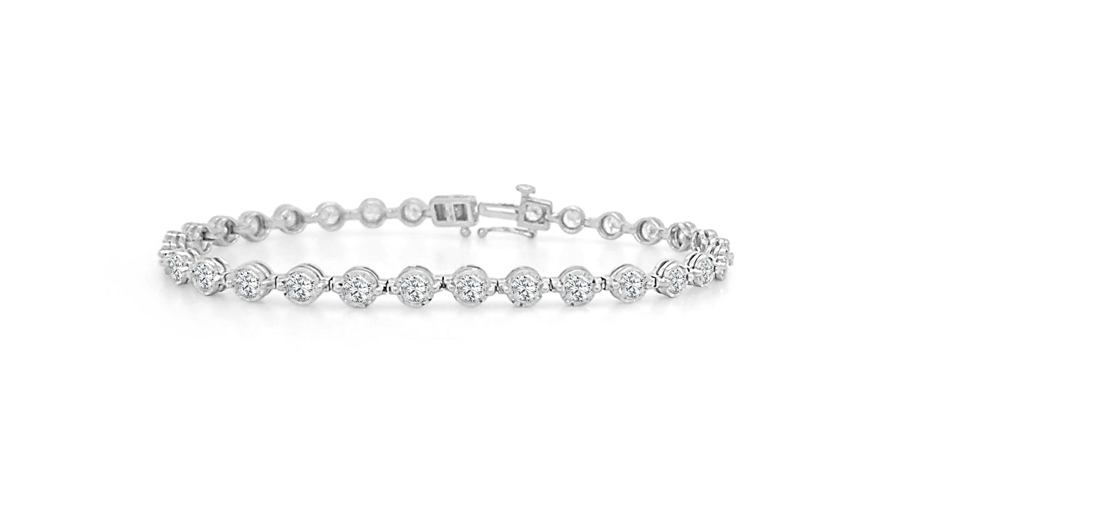 2 Prong Tennis Bracelet Made In 14K White Gold