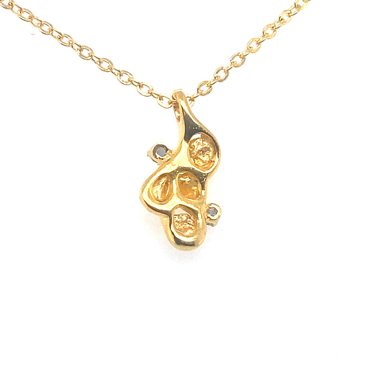 18k Yellow Gold Pendant with Gold Nuggets and Alexandrites