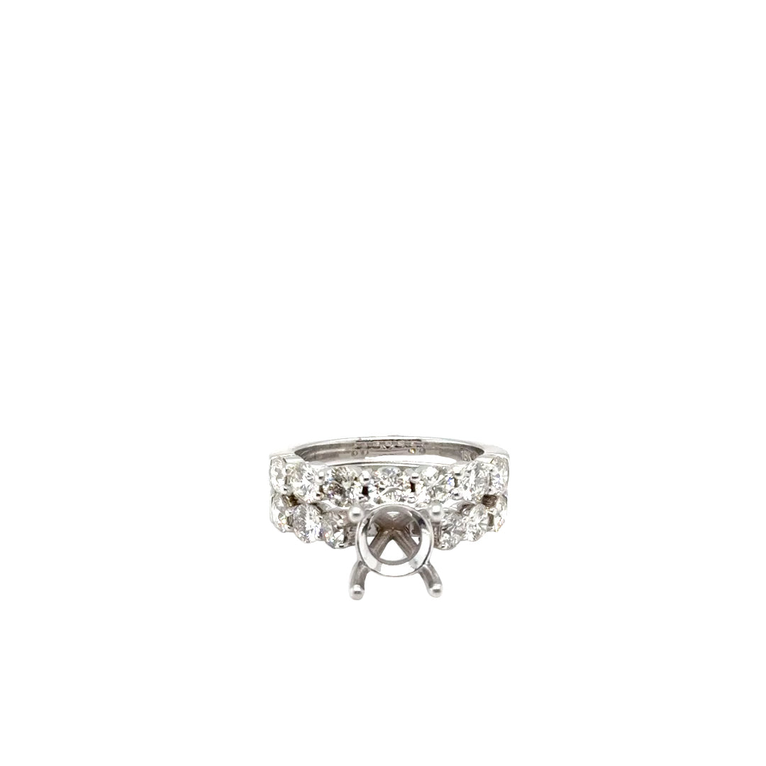 18k White Gold Diamond Semi Mount Ring Set