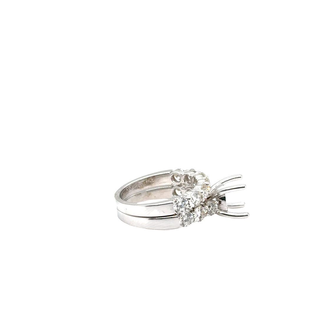 18k White Gold Diamond Semi Mount Ring Set