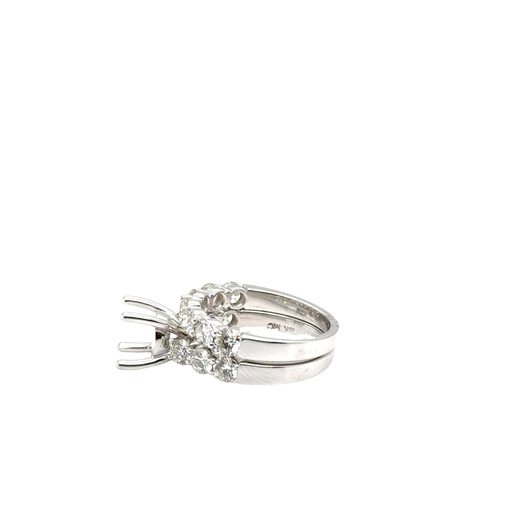 18k White Gold Diamond Semi Mount Ring Set