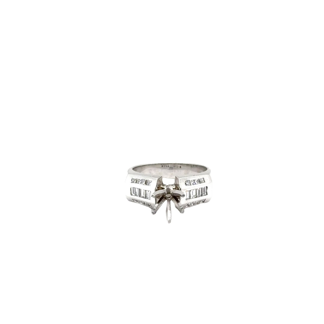 14k White Gold Diamond Semi Mount Ring