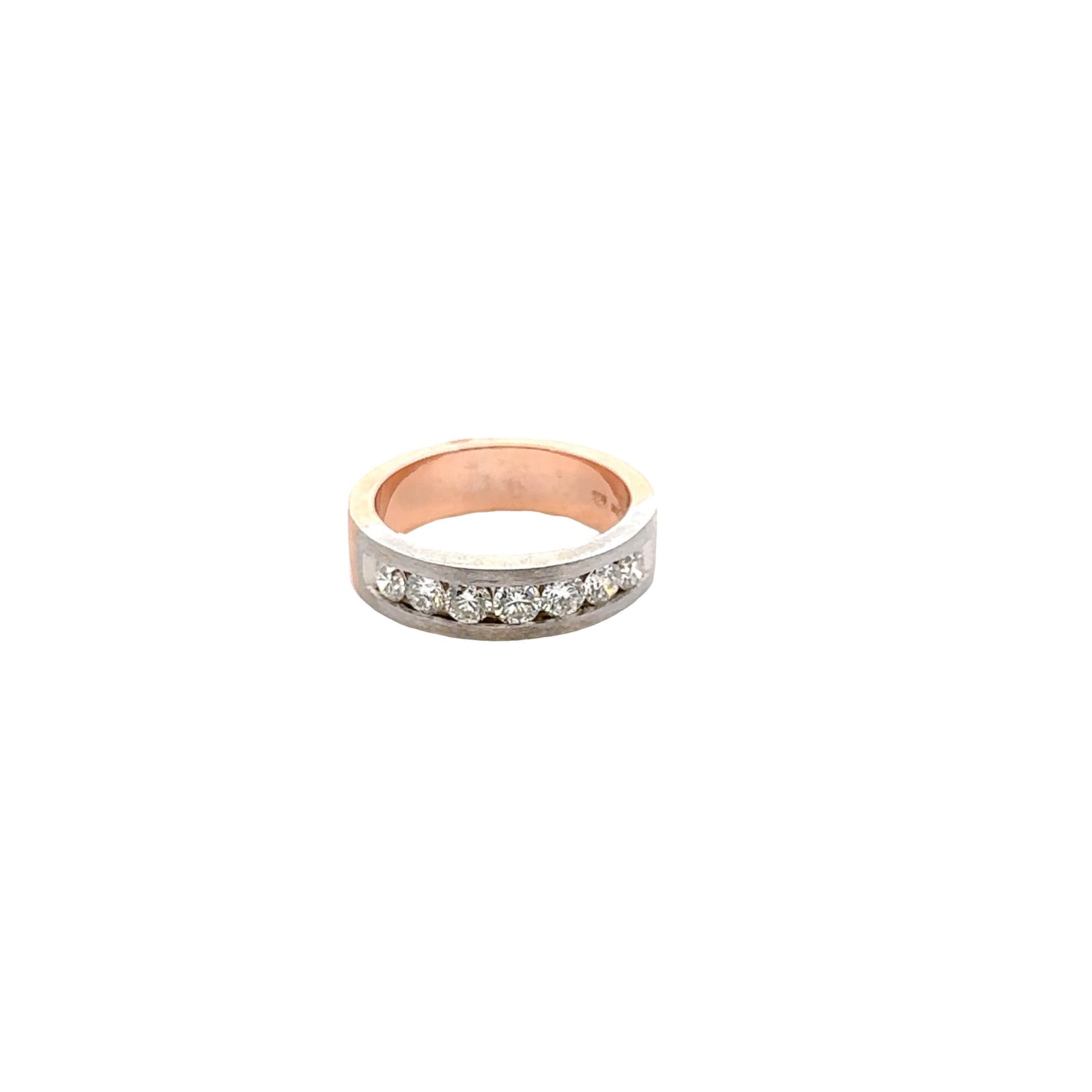 14k Rose and White Gold Ring with Round Cut Diamonds