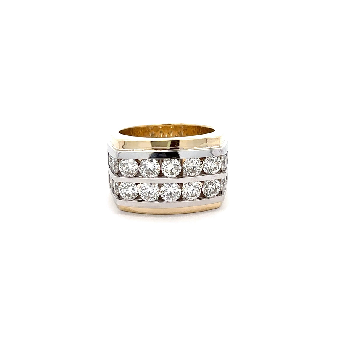 14k Yellow and White Gold Ring with Round Cut Diamonds