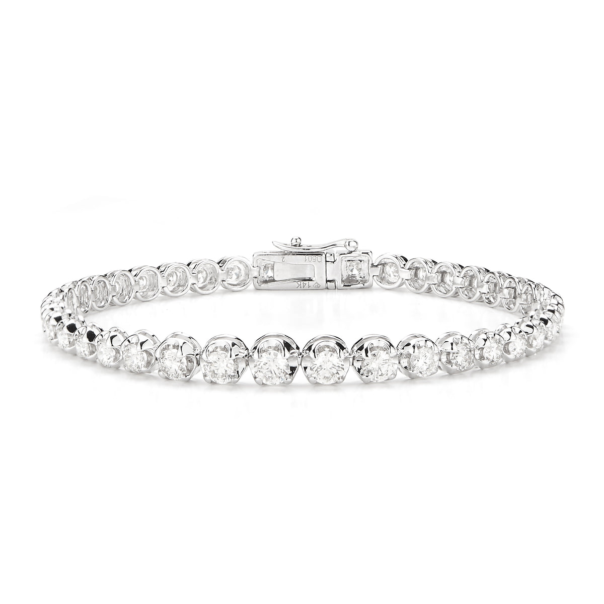Graduated Solitaire Bracelet Made In 14K White Gold