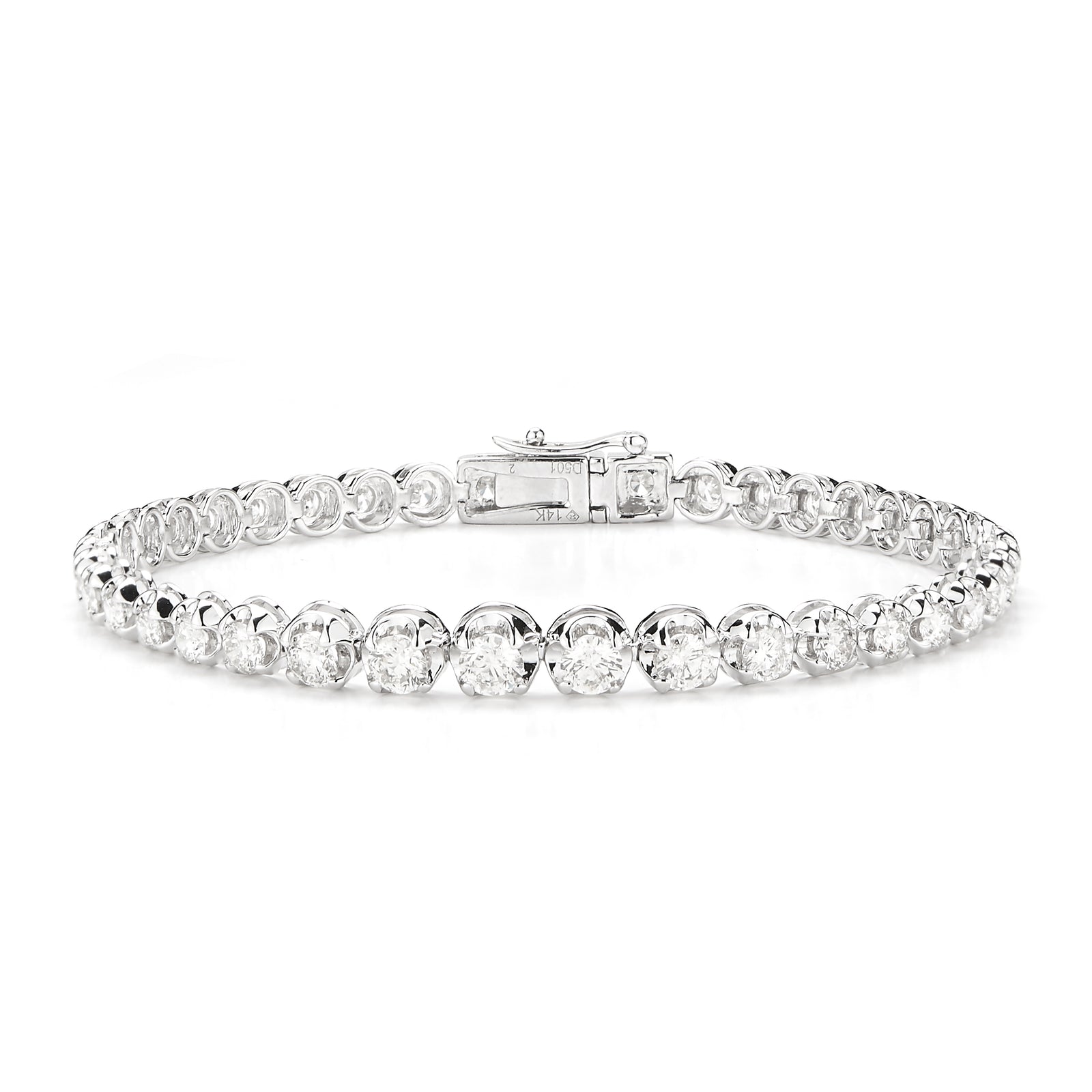 Graduated Solitaire Bracelet Made In 14K White Gold