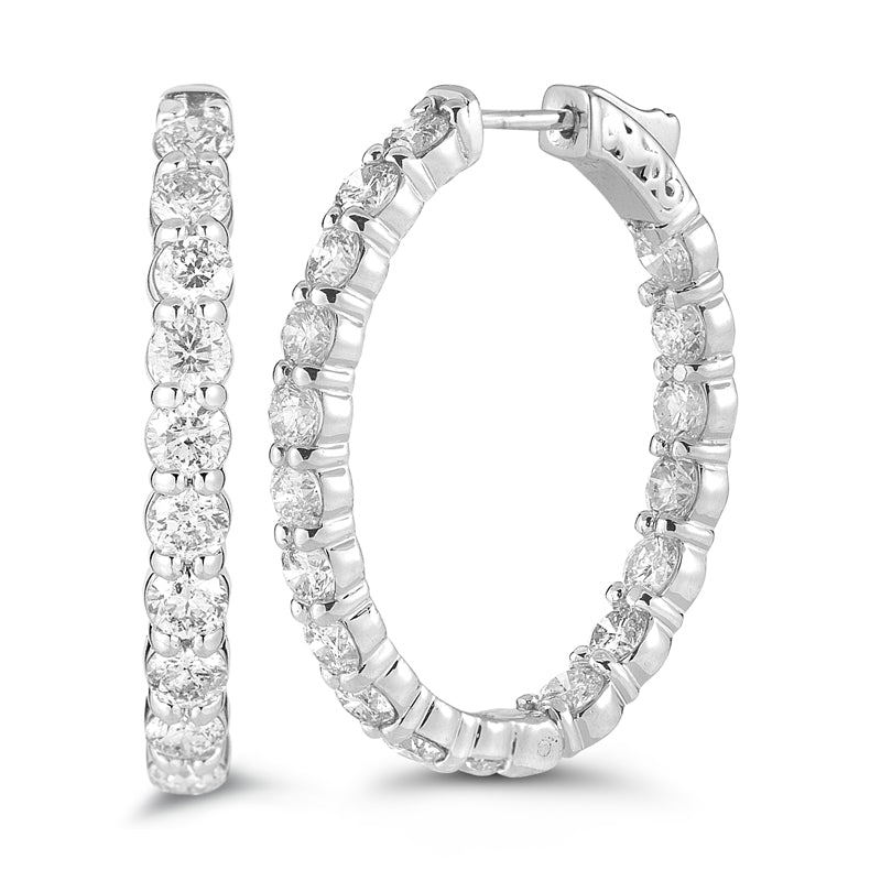 Oval Diamond Hoops Made In 14K White Gold