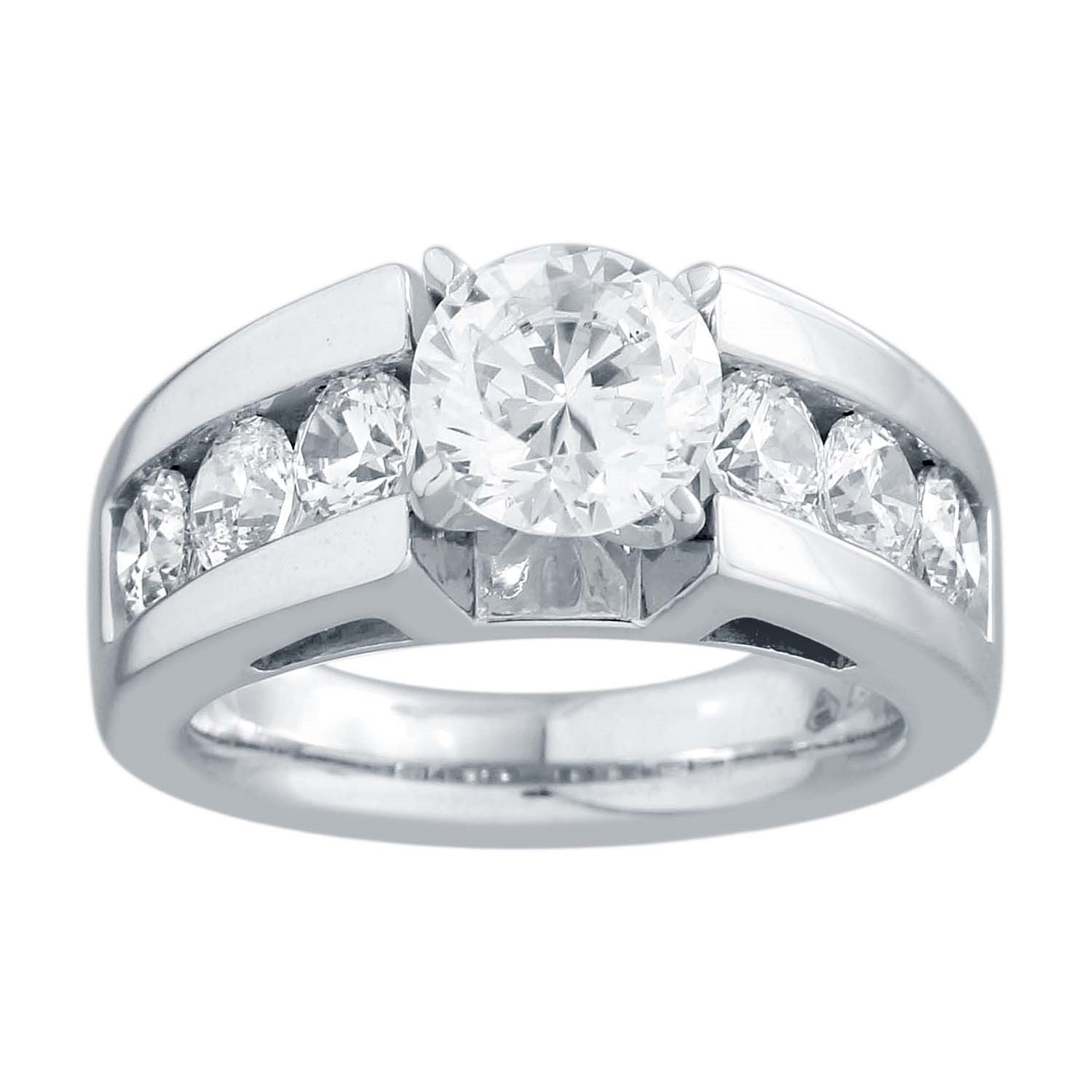 Classic Remount Diamond Semi Mount Ring made in 14k White gold with Cubic Zirconia Center