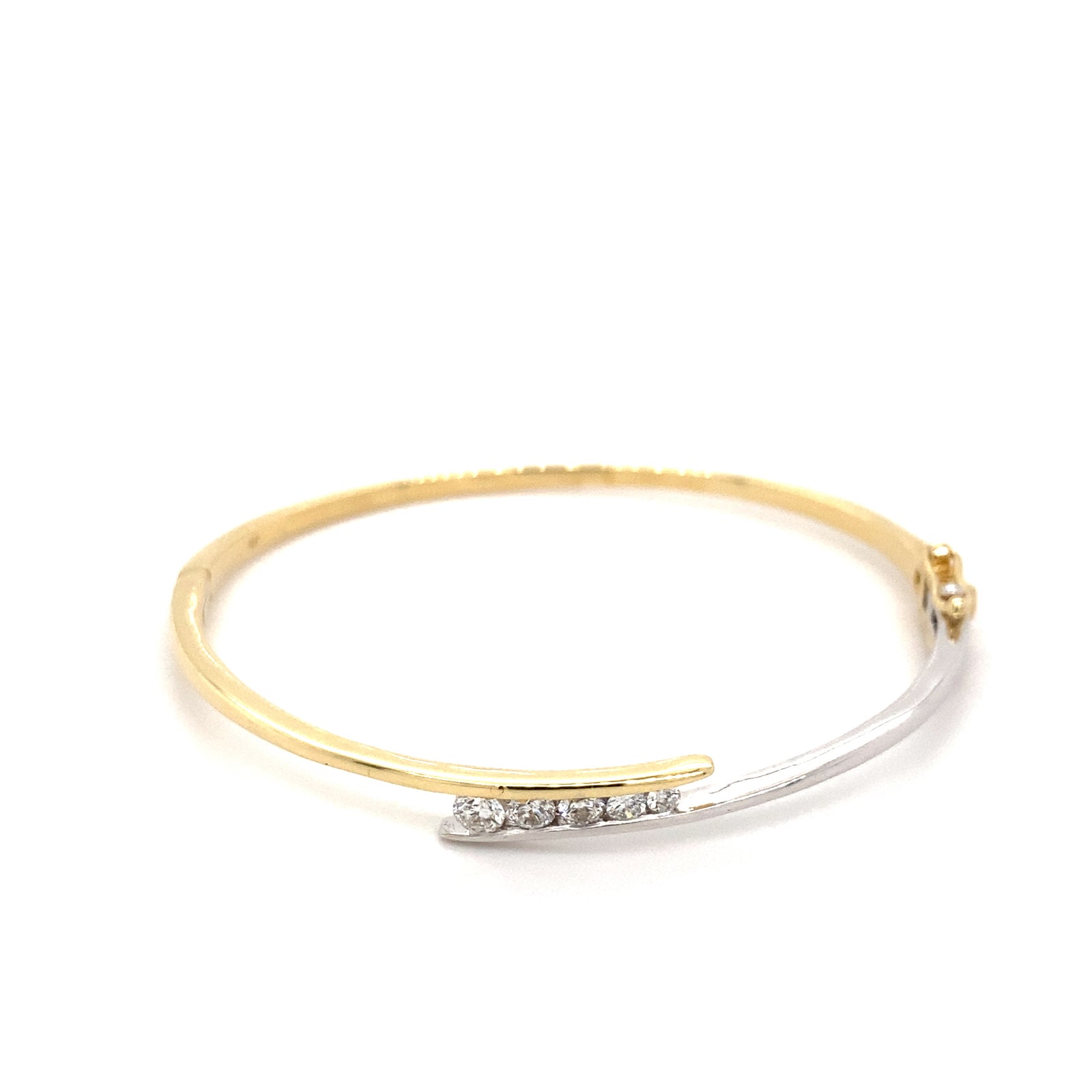 14k Yellow and White Gold Bangle Bracelet with Diamonds