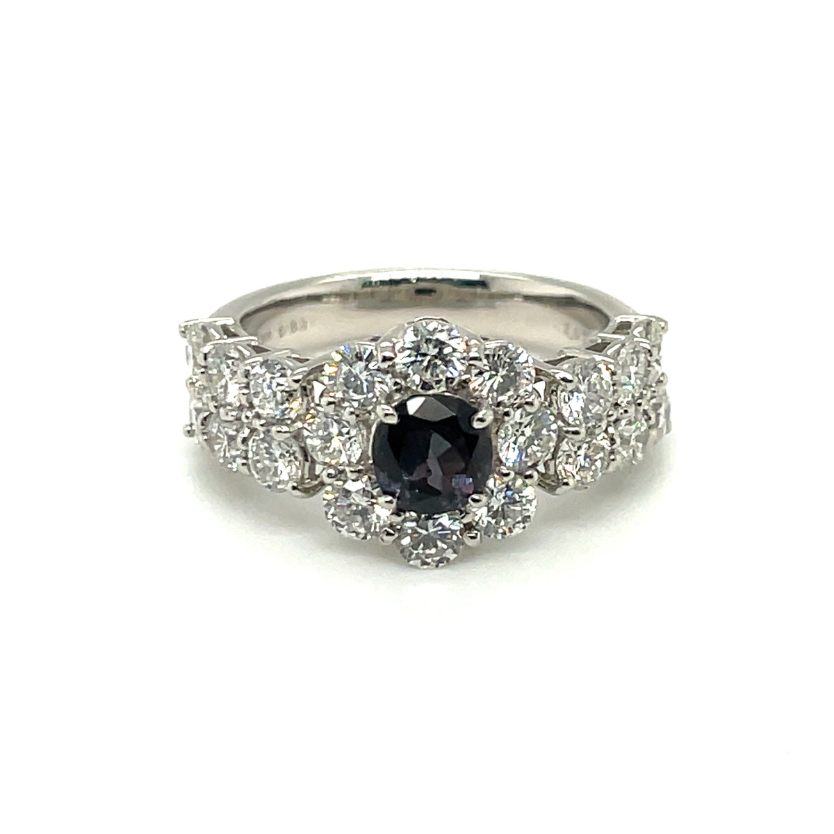 Platinum Ring with Natural Alexandrite and Diamonds
