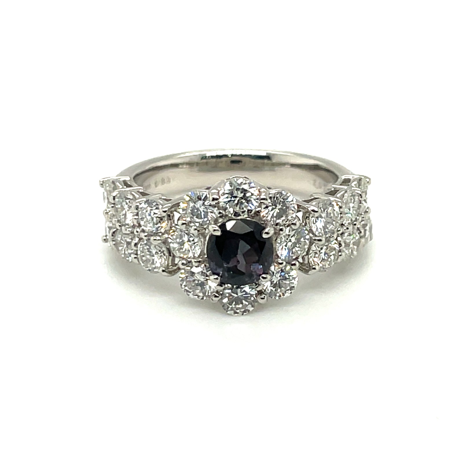 Platinum Ring with Natural Alexandrite and Diamonds