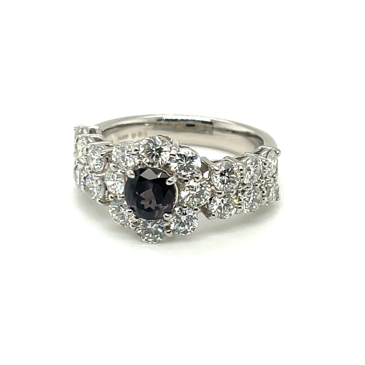 Platinum Ring with Natural Alexandrite and Diamonds