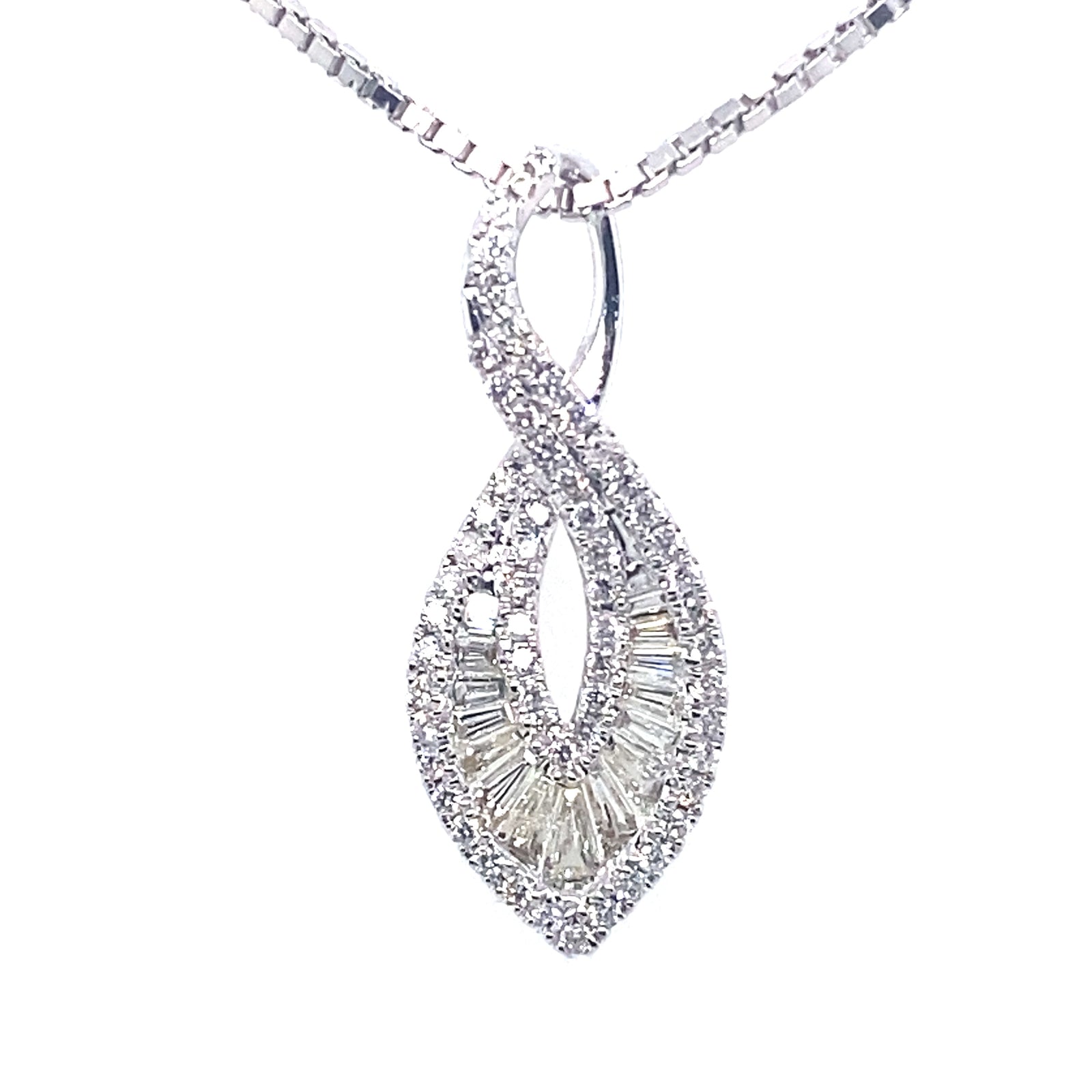 Elegant Shaped Diamond Pendant in 14k White Gold