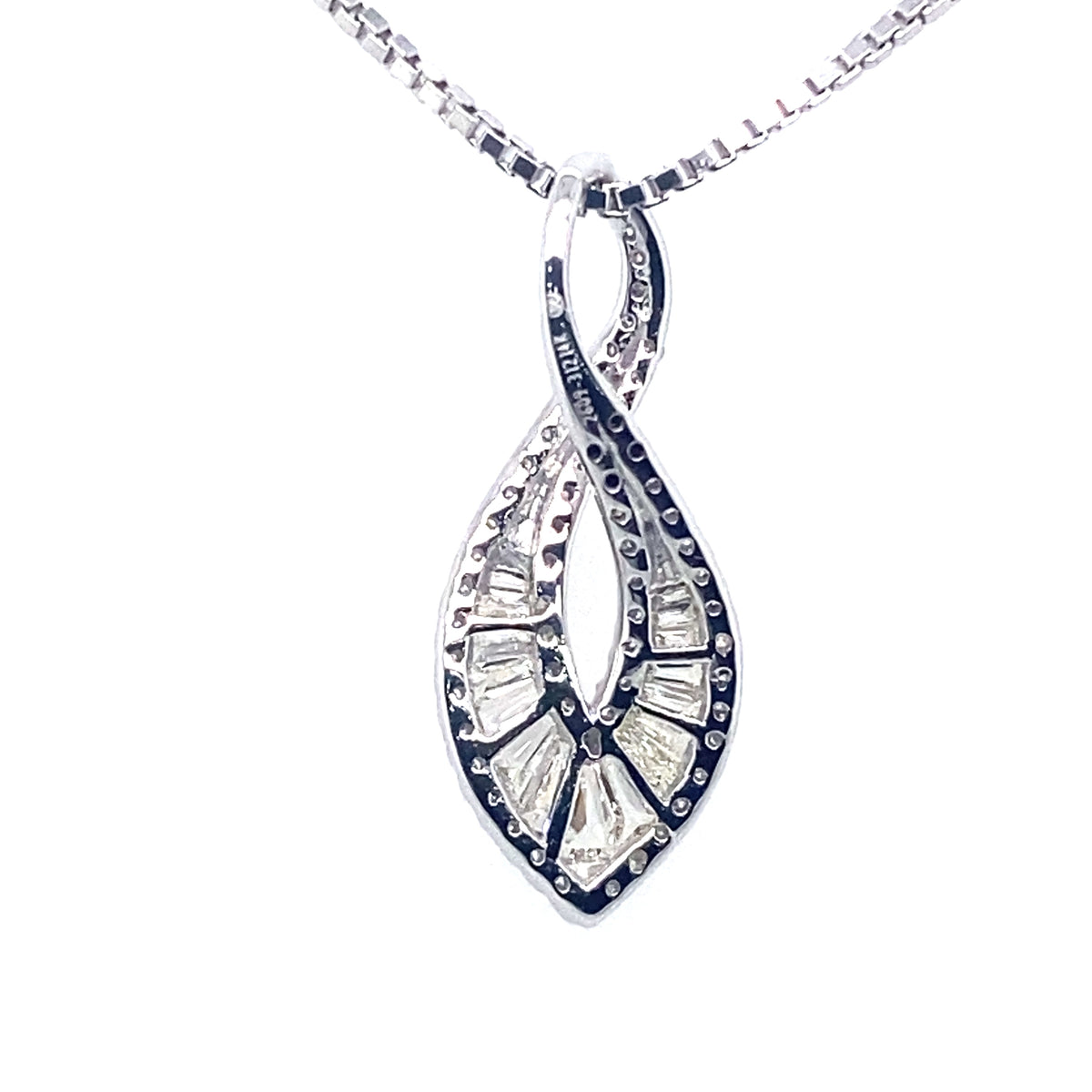 Elegant Shaped Diamond Pendant in 14k White Gold