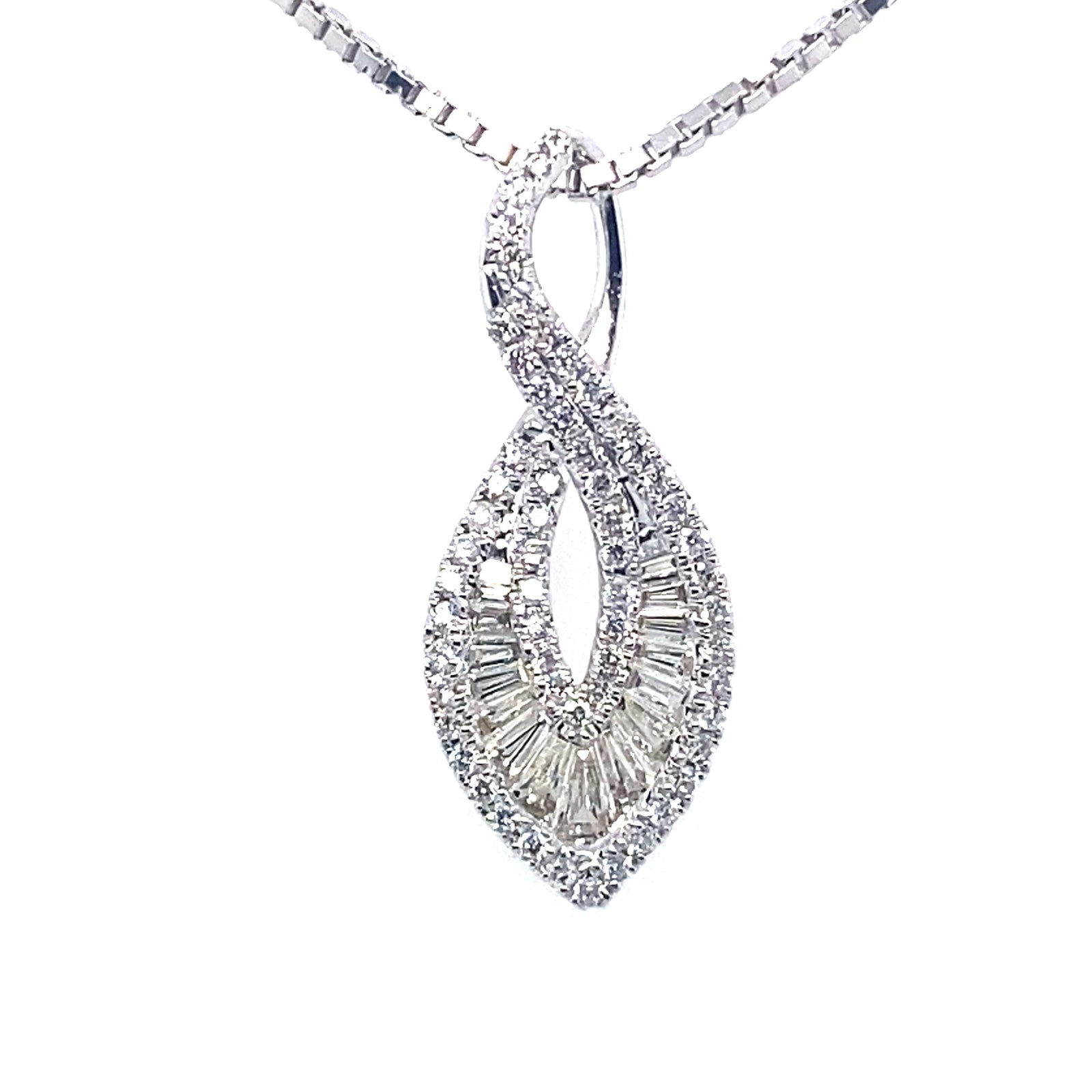 Elegant Shaped Diamond Pendant in 14k White Gold
