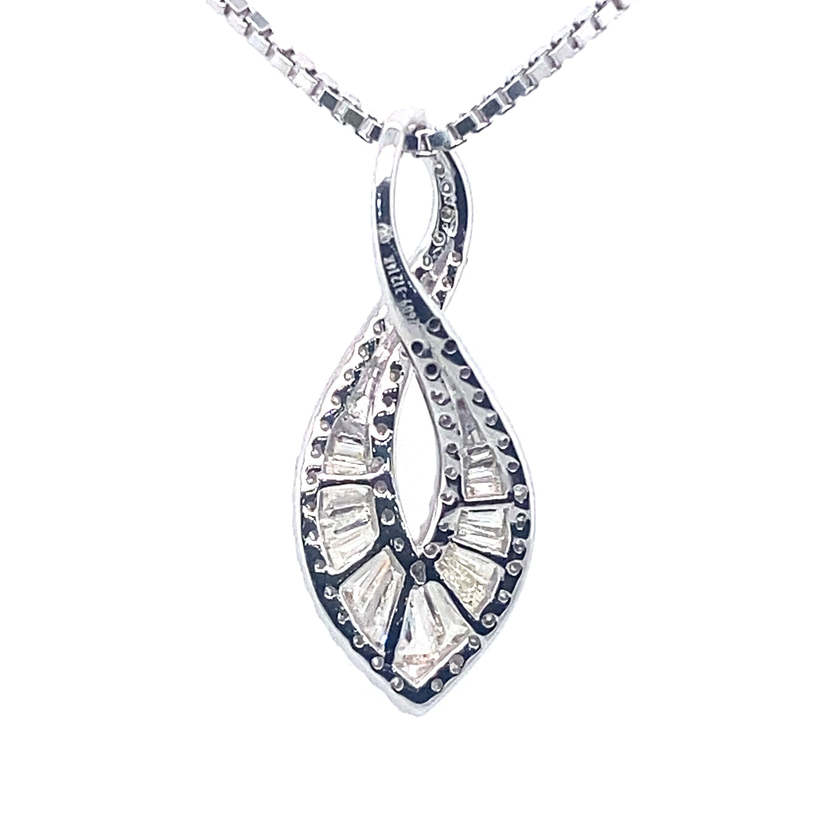Elegant Shaped Diamond Pendant in 14k White Gold