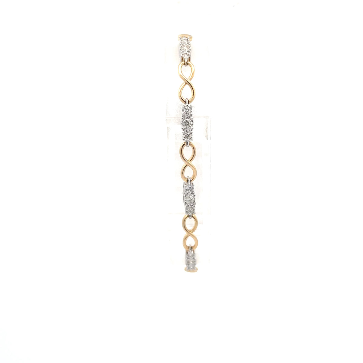 14k Yellow and White Gold Bracelet with Round Cut Diamonds