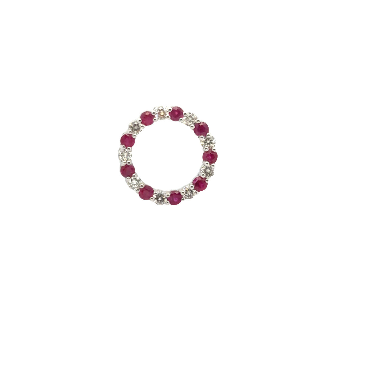 14k White Gold Ruby and Diamond Pendant