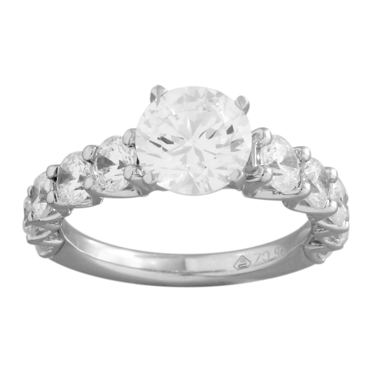 Prong Set Remount Diamond Ring made in 14k White gold with Cubic Zirconia Center