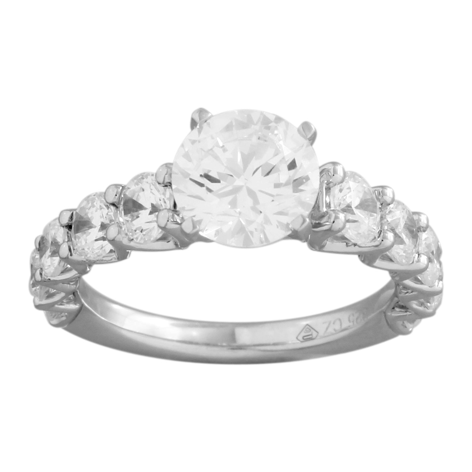 Prong Set Remount Diamond Ring made in 14k White gold with Cubic Zirconia Center