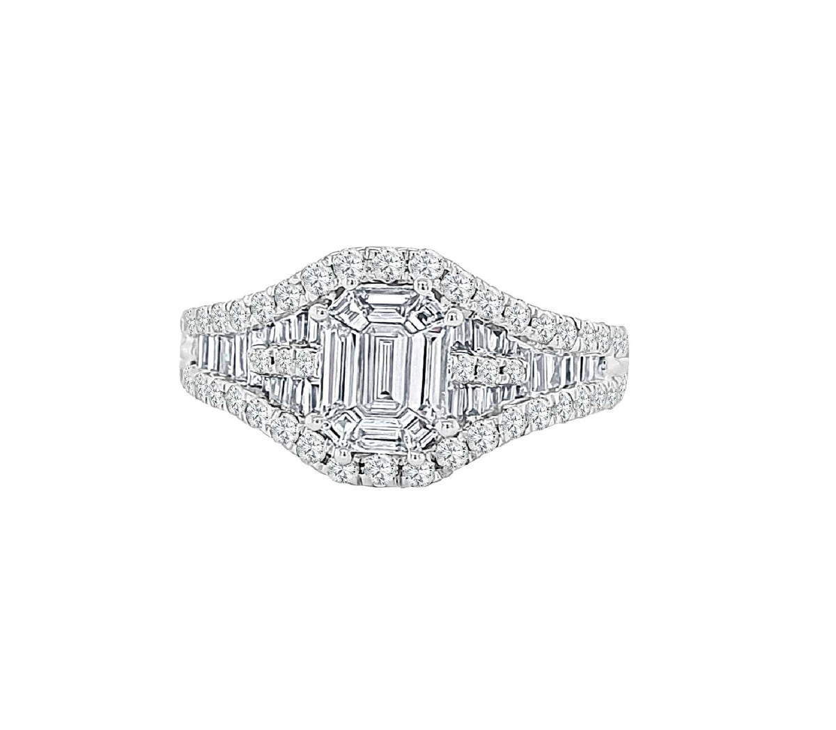 Mosaic Bridal Diamond Engagement Ring made in 14k White gold