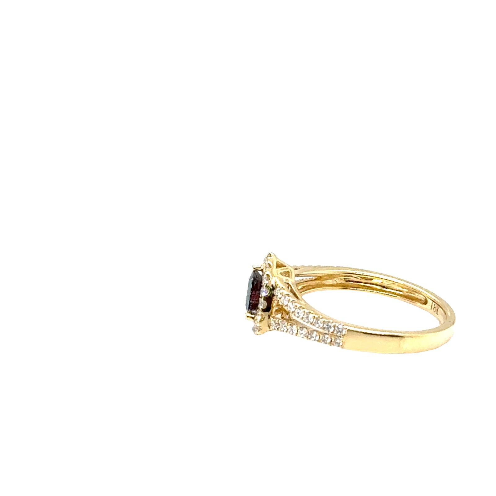 18k Yellow Gold Ring with Alexandrites and Diamonds
