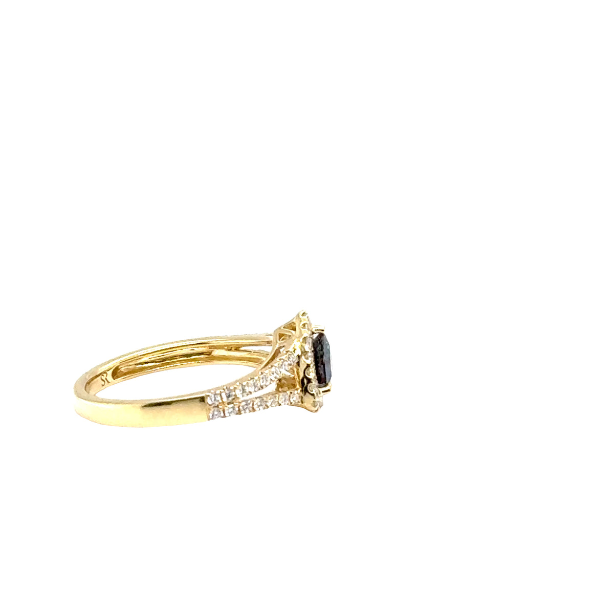 18k Yellow Gold Ring with Alexandrites and Diamonds