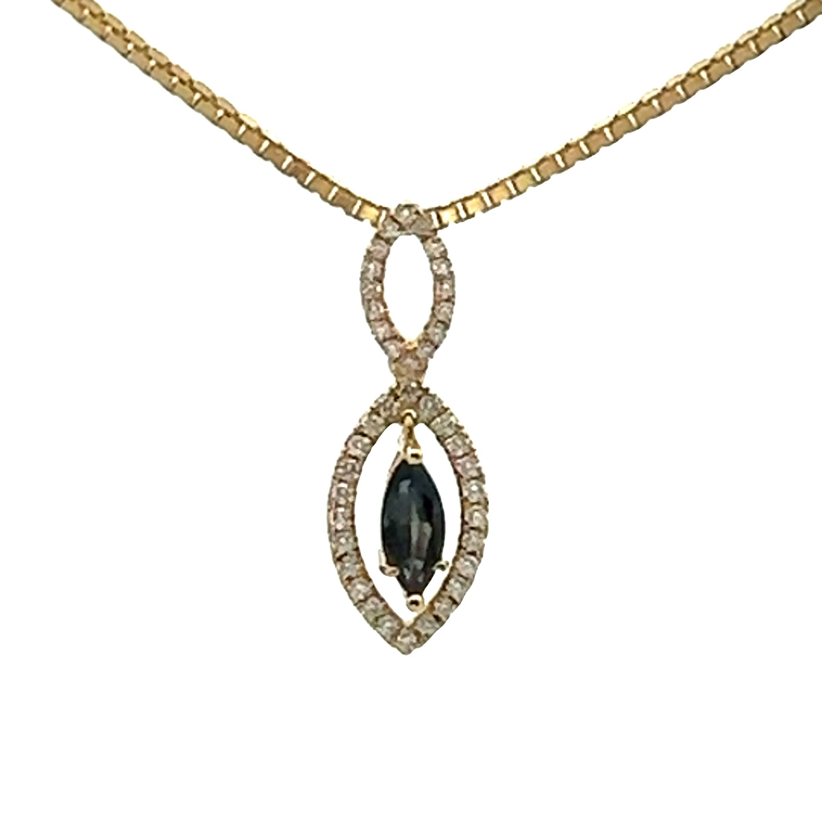 Elegant 18k Yellow Gold Alexandrite and Diamond Pendant