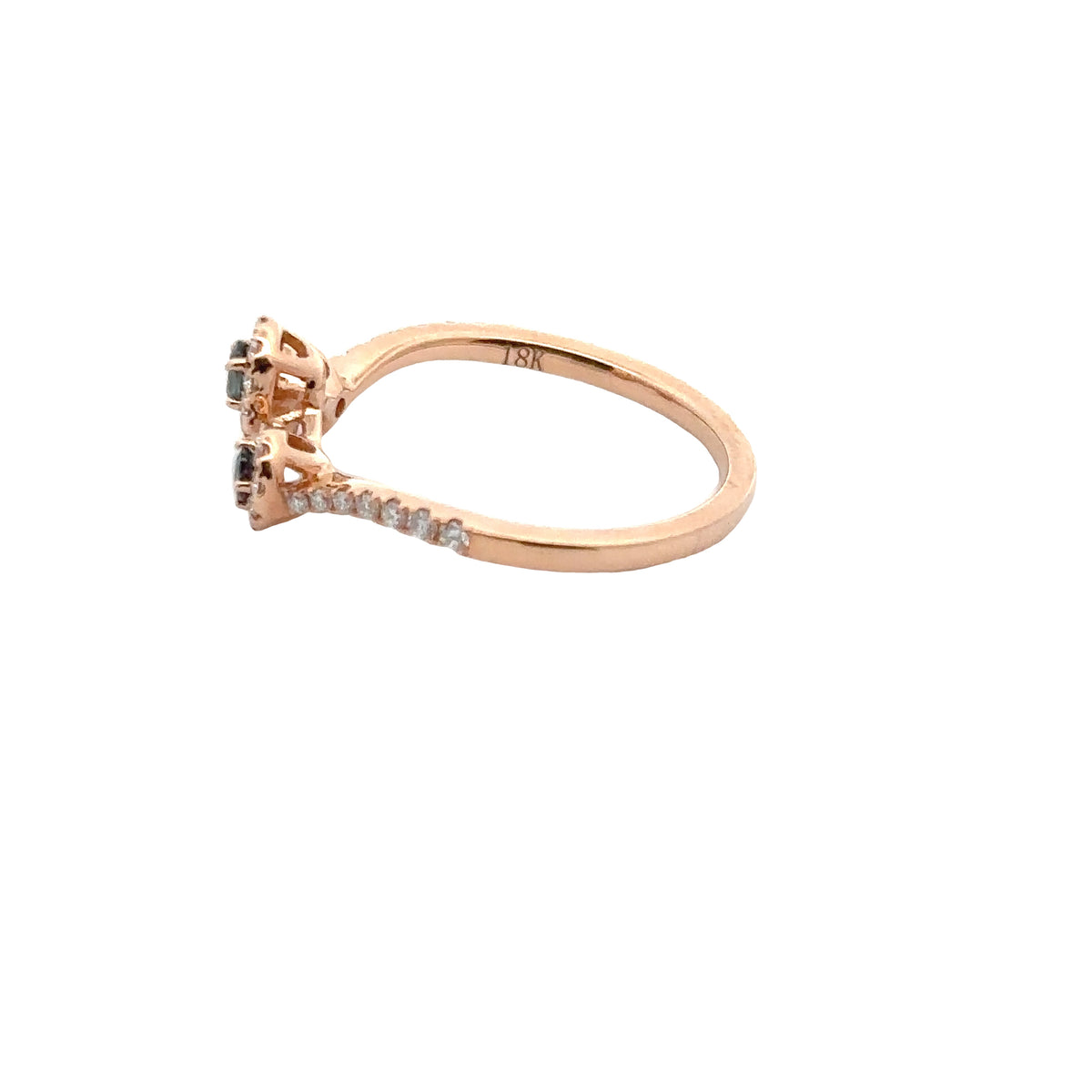 18k Rose Gold Ring with Alexandrites and Diamonds