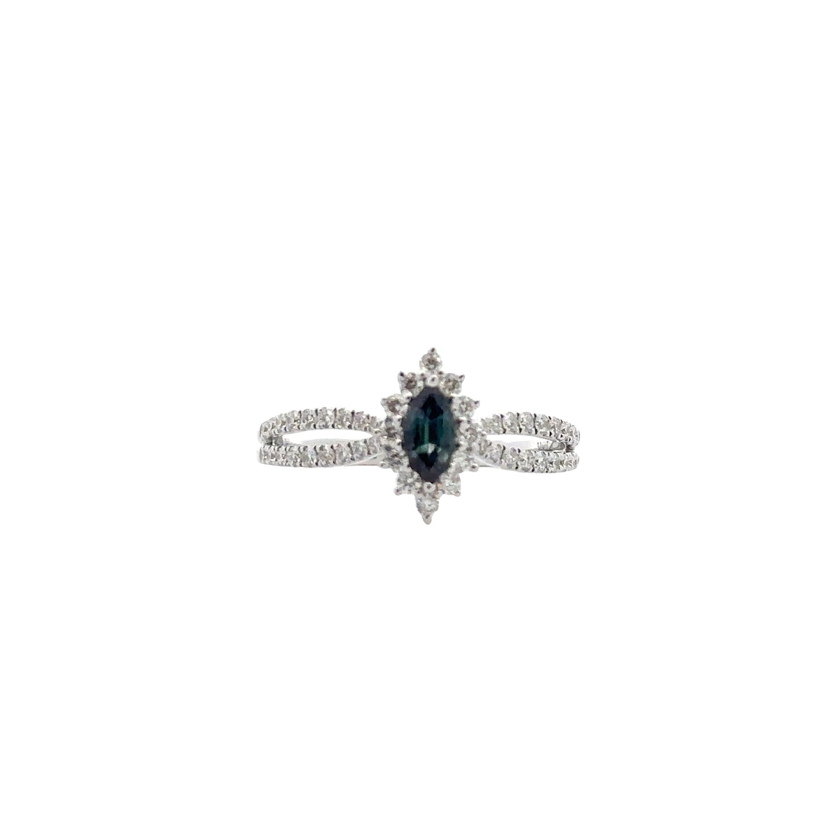18k White Gold Ring with Alexandrites and Diamonds