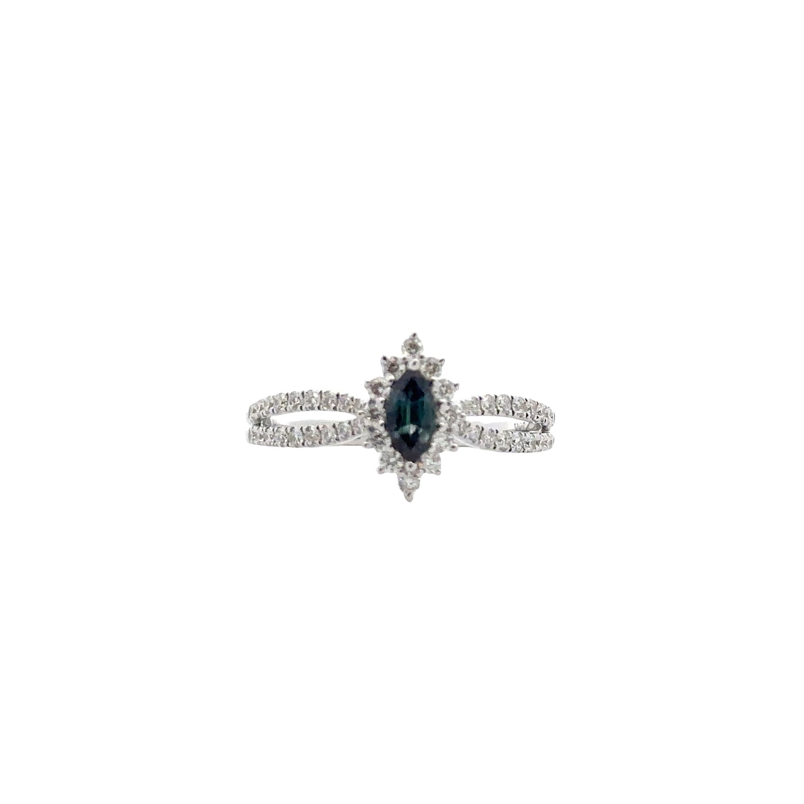 18k White Gold Ring with Alexandrites and Diamonds