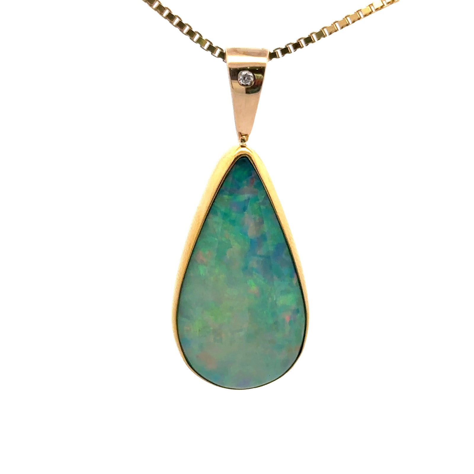 22k/14k Yellow Gold Opal and Diamond Pendant